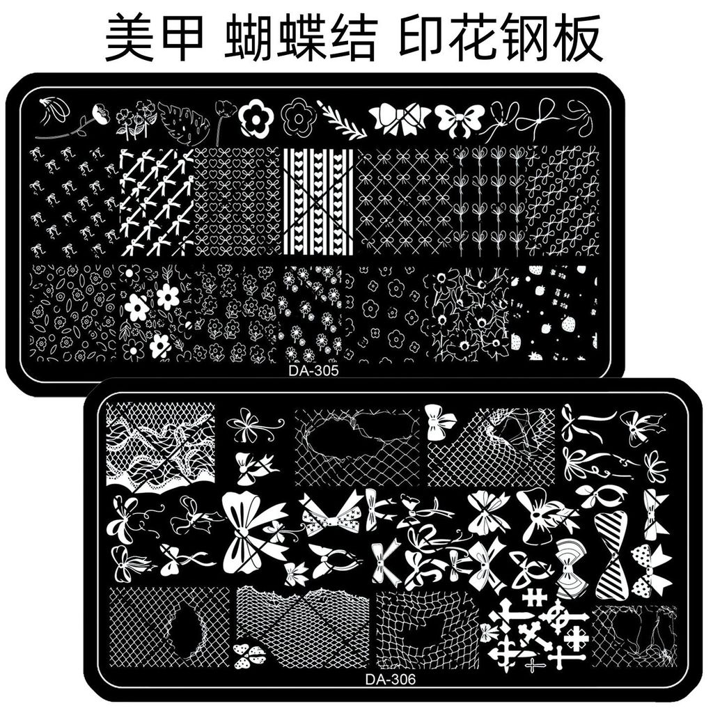 Placa de impressão de Manicure laço arco padrão flor molde placa de transferência transparente Silicone selo placa de aç