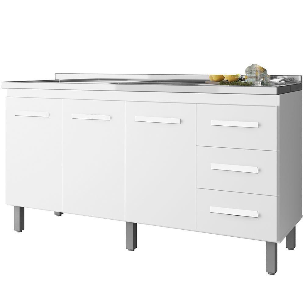 Balcao Sem Tampo Para Pia 160cm 9140 Branco Mobbs Branco