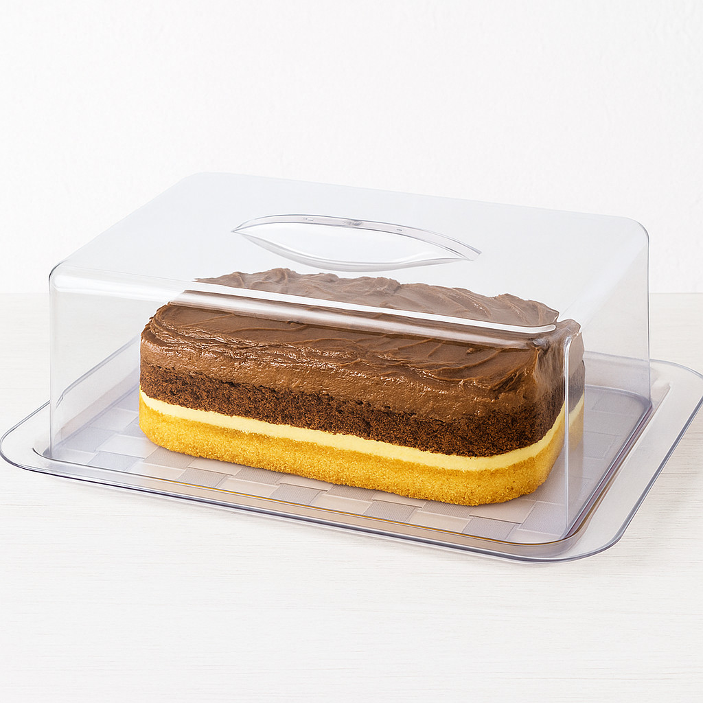 Porta Bolo Pães e Doces Retangular Grande 39 cm com Tampa Linha Premium Cristal Elegância e Proteção