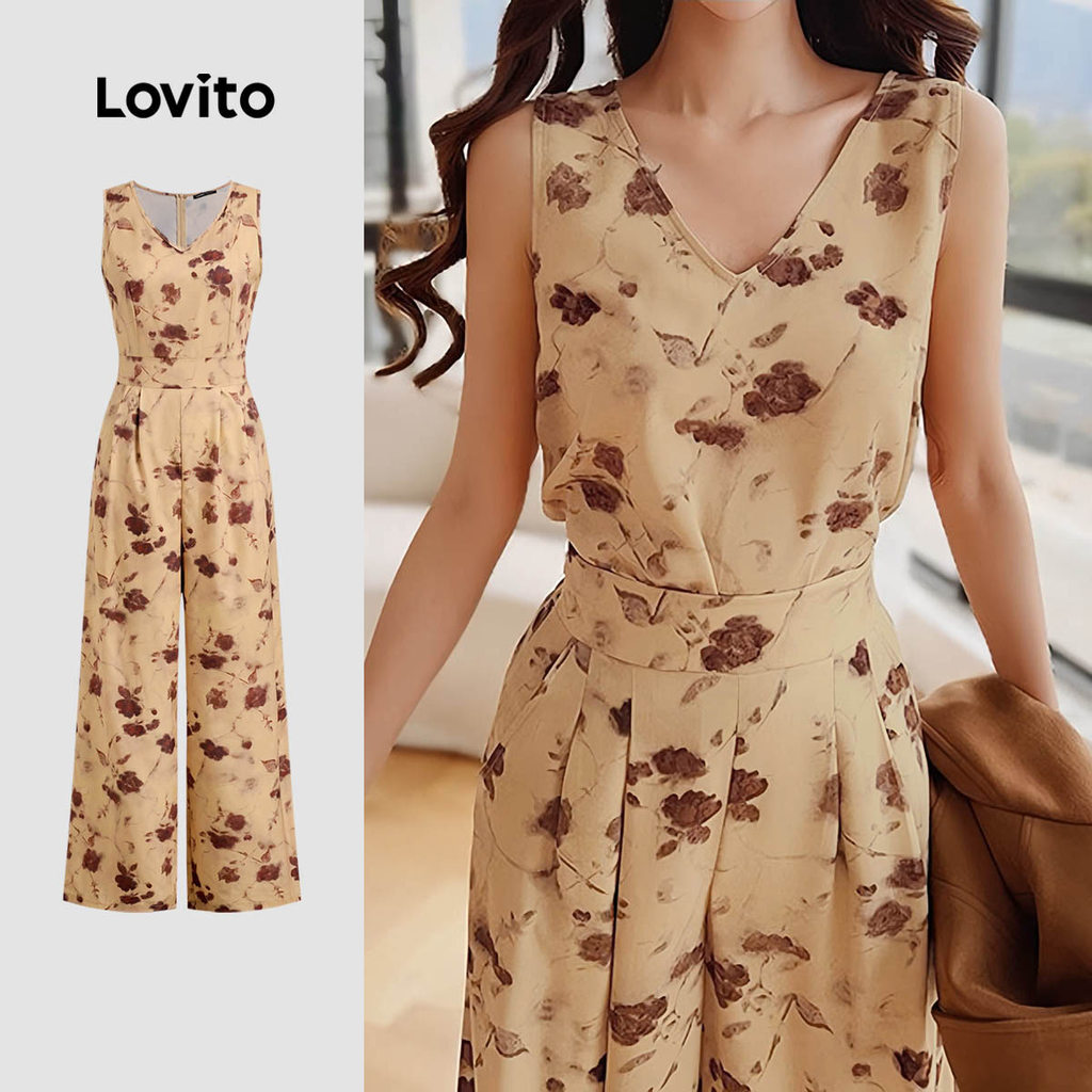 Lovito Macacão Casual Retrô Com Textura Delicada Ideal Para Primavera/verão L137ED361 em Oferta na Shopee