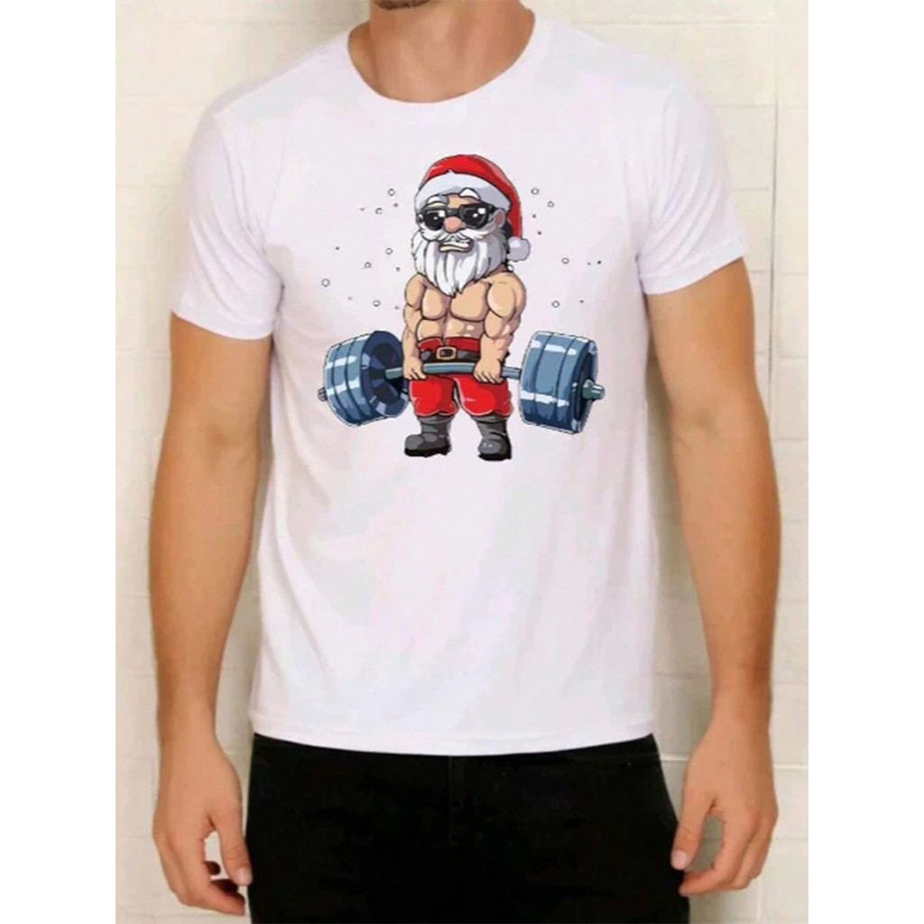 Camiseta Masculina Natal Estilosa Estampada Noel Bombado Lançamento Camiseta 100% Algodão Plus Size - Asphalt Vibe