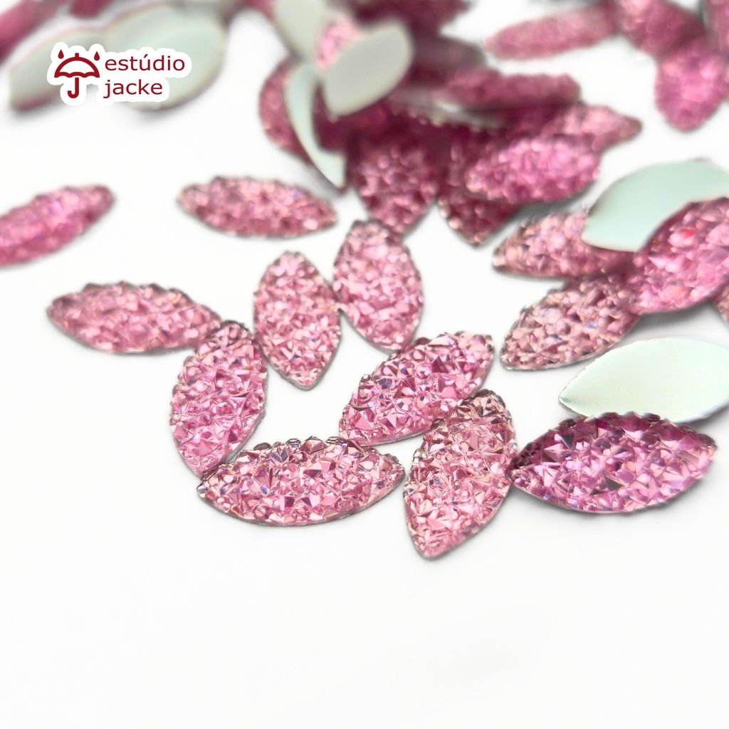 Chaton Navete Cascalho 7x15mm - Rosa Bebê - Base Reta