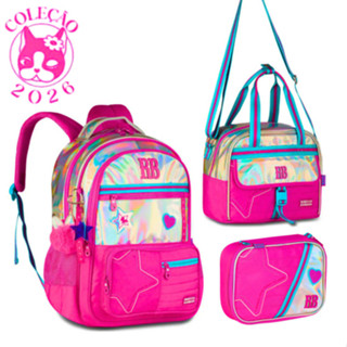Kit Mochila de Costas ,Lancheira e  Estojo Rebecca Bonbon Holo Shine Cor:Rosa em Oferta na Shopee