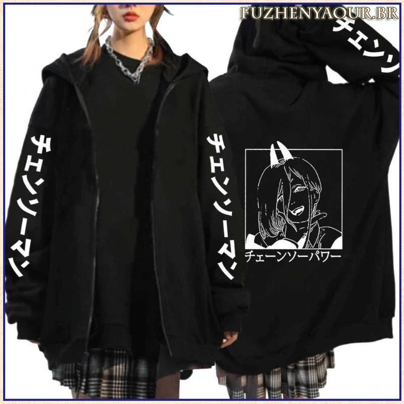 Caçadora De Demônios Japão Anime Mulher Capuzes Kamado Nezuko Plus Casacos Com Zíper De Outono Pullover Menina Capuz