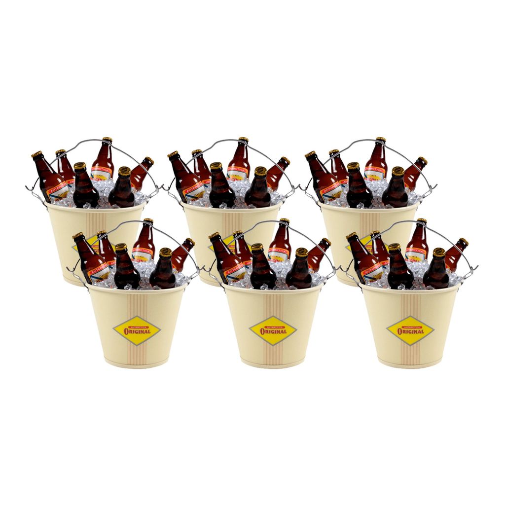 Kit 6 Balde De Gelo Antarctica Original Alumínio C/ Alça Bar Abridor Integrado Cerveja 600ml