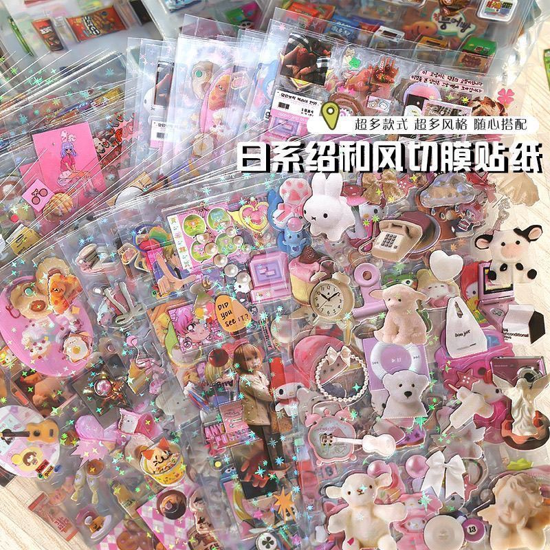 100 peças adesivo fofo de desenho animado não repetitivo à prova d'água gatinho urso Anime adesivo