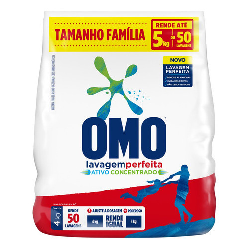 Lava-roupas Pó Omo Lavagem Perfeita Pacote 4kg