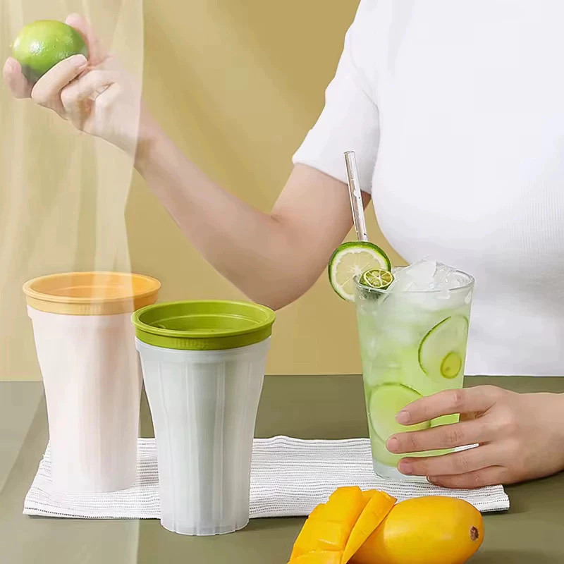 Forma Gelo Silicone Copo Tampa Cubos Smoothie Bebida Raspadinha Preparo Cozinha Recipiente Reutilizável