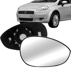 Lente Espelho Retrovisor Punto 2007 2008 2009 2010 2011 2012 2013 2014 2015 2016 2017 Com Placa