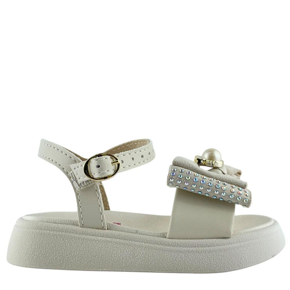 Sandália Molekinha Infantil Menina Laço Frontal com Pérolas