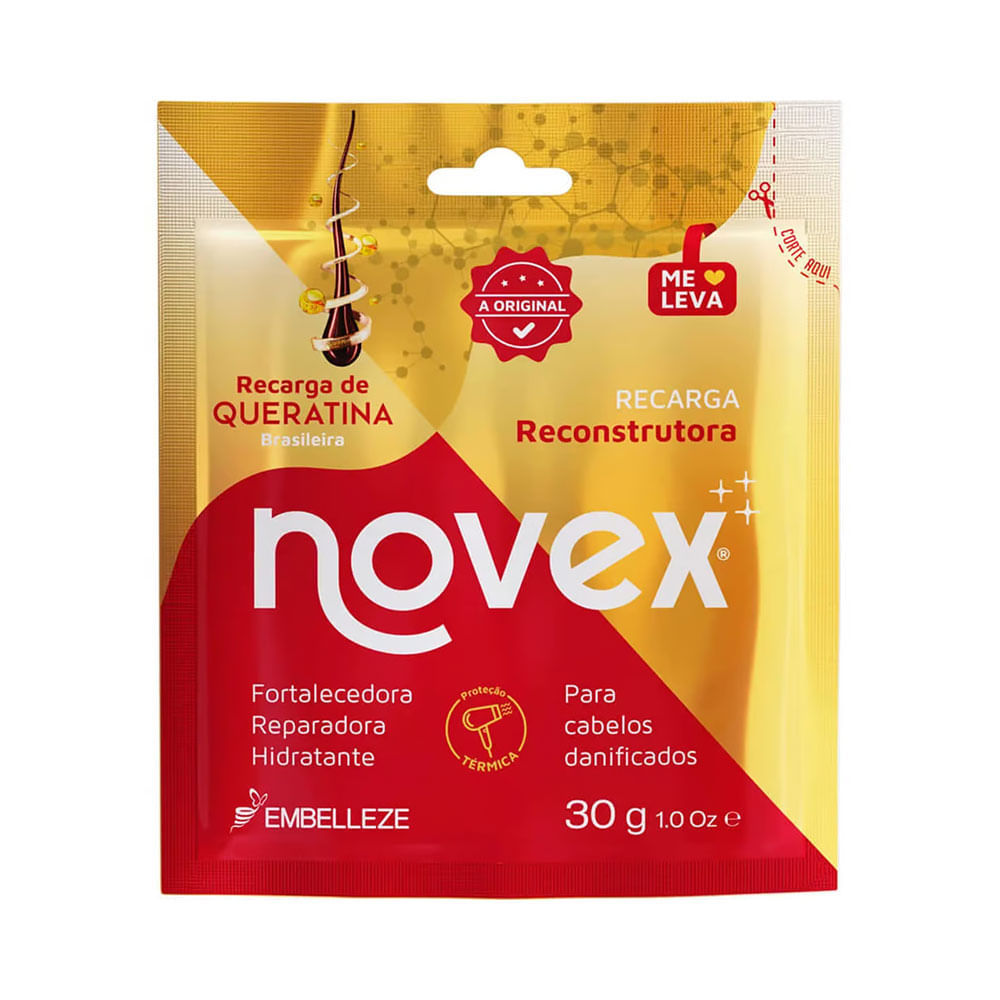 Sachê Tratamento de Choque Novex Recarga de Queratina Brasileira 30g em Oferta na Shopee