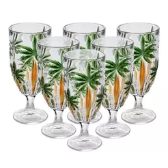 Conjunto 6 Taças de Cristal Ecológico Palm Tree Handpaint 450ml Wolff
