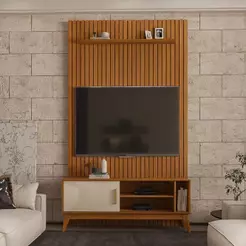 Painel Ripado Com Rack TV 55 Polegadas Nero Intense 139cm