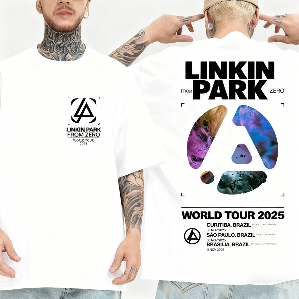 [Camiseta Premium em Algodão Puro]GXG Camiseta Unissex Oversized Linkin Park From Zero Tour Banda Rock Show Algodão Prem