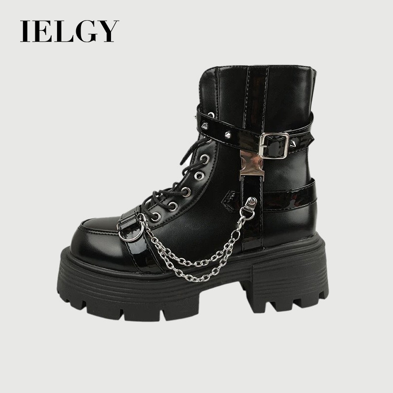 IELGY 2026 Botas Grossas Femininas Pretas , Doces E Legais , Versáteis Para Mot