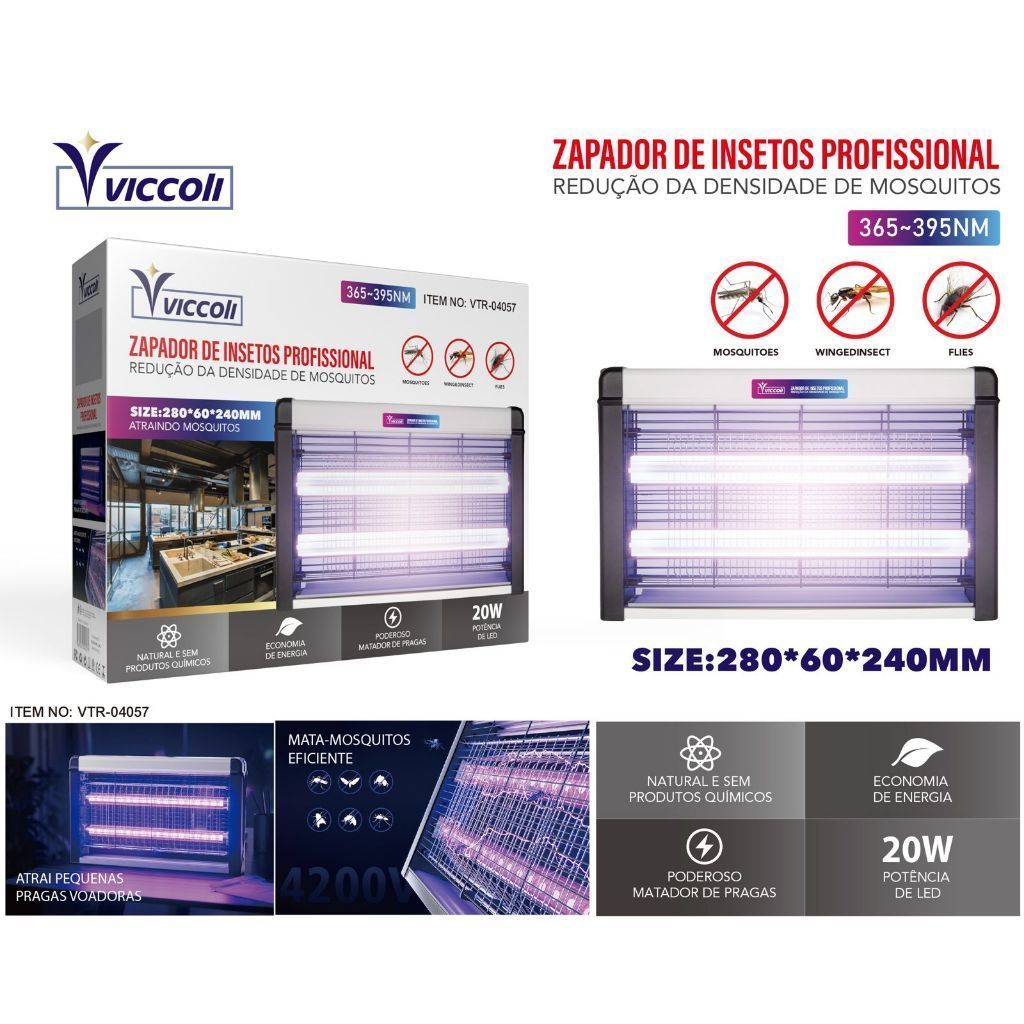 Lâmpada Elétrica Mata Mosca Com Luz UV 20W 110V ou 220V Armadilha Mosquito Pernilongo Inseto