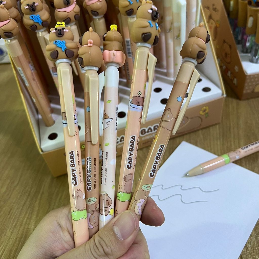 Caneta em Gel Capivara Cor Preto Fofa Ponta Fina 0.5mm Papelaria Kawaii, Escrita Suave e Macia em Oferta na Shopee