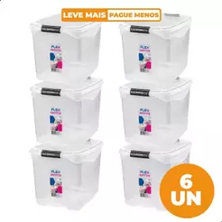 Kit 6 Caixas Organizadoras Transparentes 36L Flex Sanremo