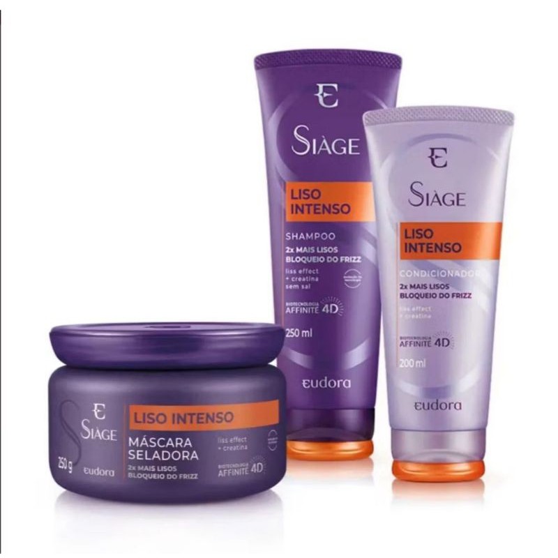 Kit Eudora Siage Liso Intenso - Shampoo 250ml + Condicionador 200ml + Máscara 250g