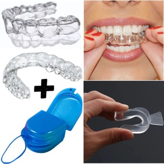 02 a 10 Placas De Silicone Moldável Para Brux Aparelho Protetor Bucal Superior E Inferior + Estojo Portátil
