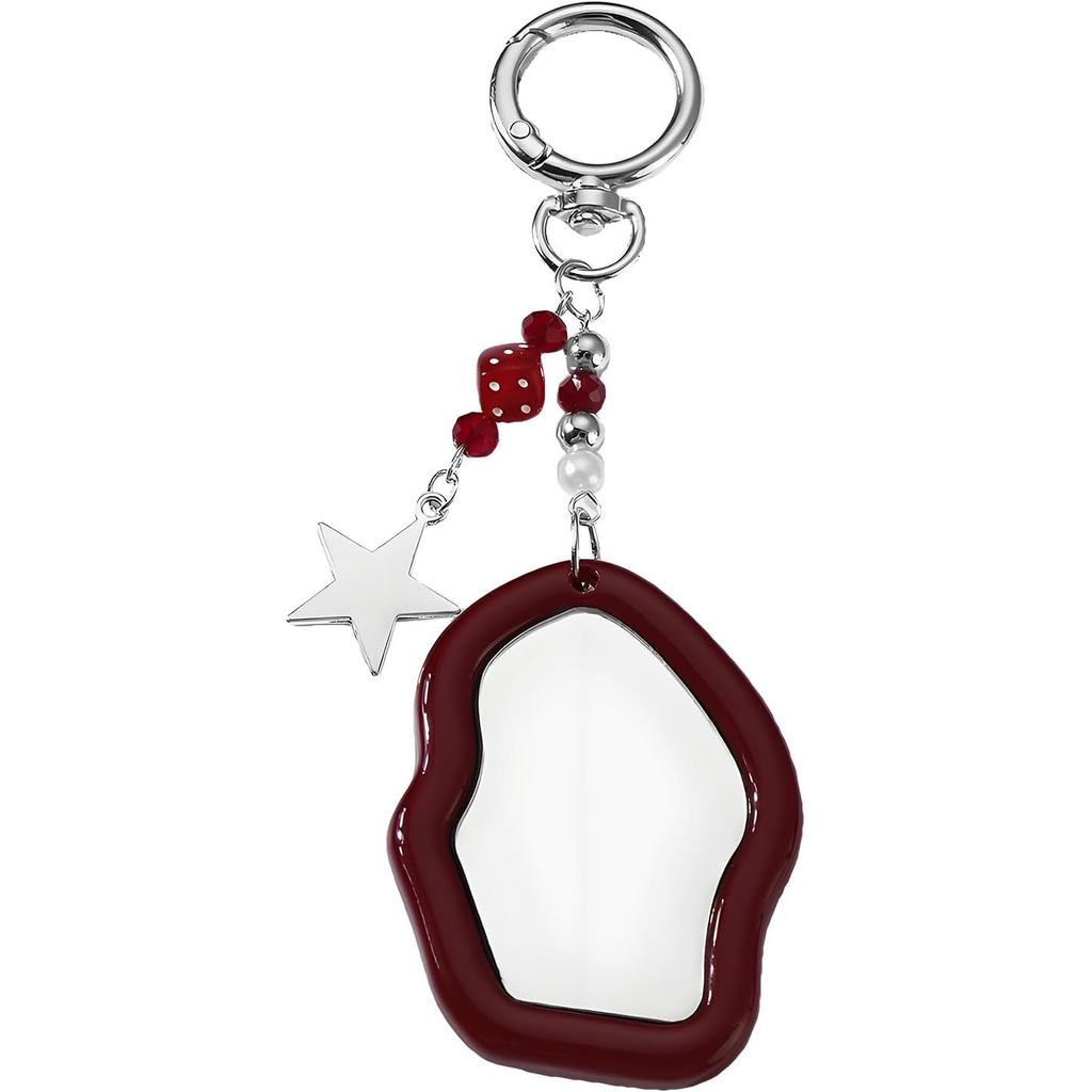 Kawaii Saco Encantos Para Bolsas Bolsa Bonito Coração Arco Chaveiro Y2k Espelho Acessórios Presentes De Aniversário Mulh