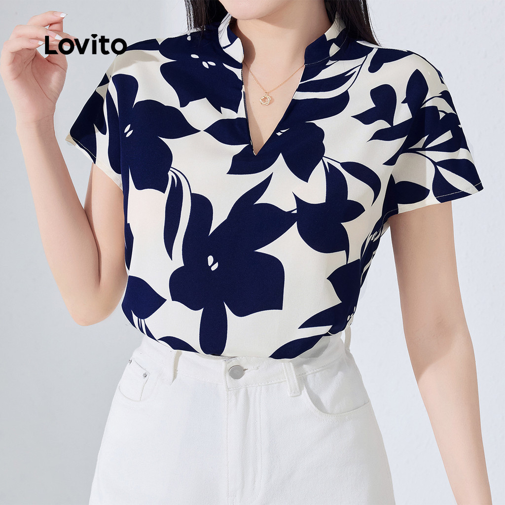 Lovito Blusa Boho com Babados Blusa de Primavera/verão para Mulheres L154ED035 em Oferta na Shopee