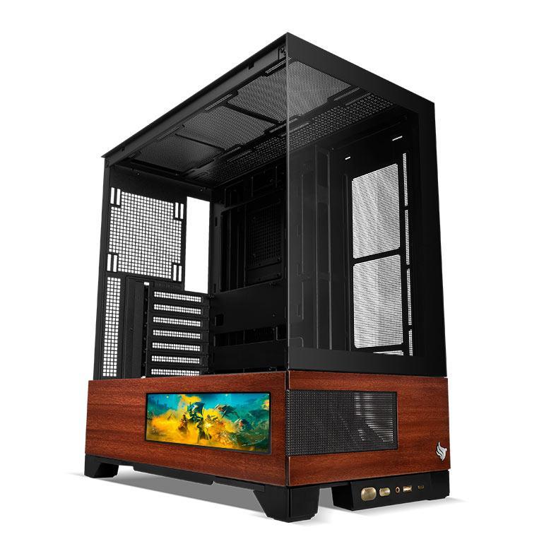 Detalhes do Gabinete Gamer Pichau HX750 Ligno, Mid-Tower, Com Tela LCD, Lateral de Vidro, Preto, PG-HX750LCD-BK