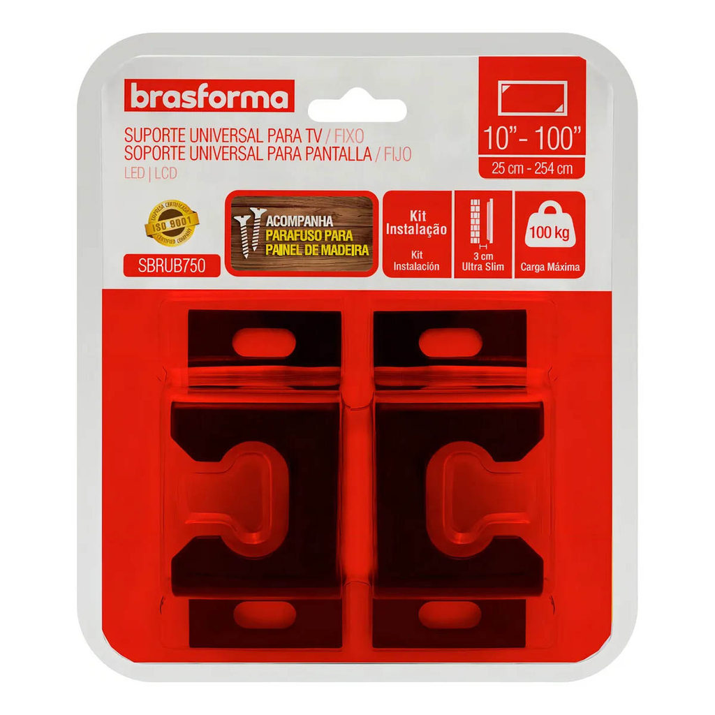 Suporte FIXO UNIVERSAL para TV de 10 a 100  Brasforma SBRUB750