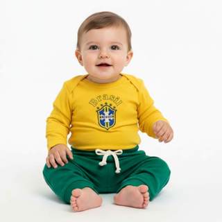 Conjunto Roupa Bebe Tematico Mesversario Manga Longa Inverno Unisex Unissex Conjuntinho Roupinha Brasil Primeira Copa em Oferta na Shopee
