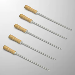 Kit Com 5 Mini Espeto Churrasco Carne Frango 30 Cm De Lâmina