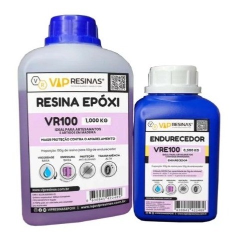 Resina Epóxi Com Proteção UV VR100 1,5KG – BAIXA ESPESSURA / BAIXA VISCOSIDADE em Oferta na Shopee
