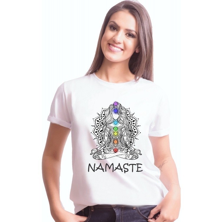 Linda Blusa Camiseta Feminina Baby Look Yoga Zen Meditação Barato 100% Algodão - Envio Rapido Premium