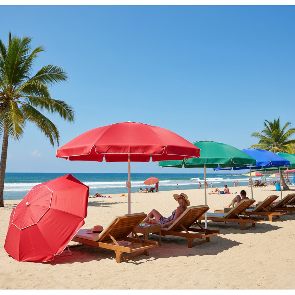 Guarda Sol Gigante 2,40 e 1,90 Metros Proteção Uv Praia Piscina Tecido Respirável Verão