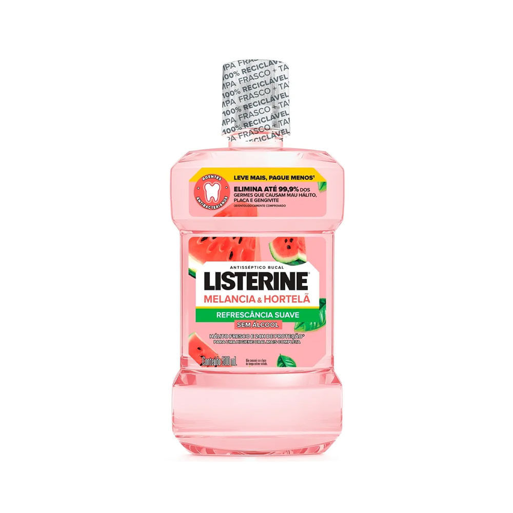 Antisséptico Bucal Listerine Melancia & Hortelã Sem Álcool 500ml em Oferta na Shopee
