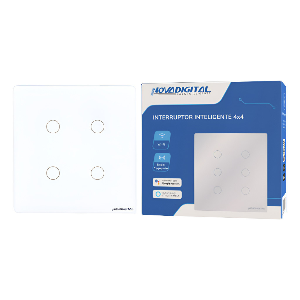 Interruptor Inteligente Wifi Novadigital 4x4 4 Botões Touch novo lacrado em Oferta na Shopee