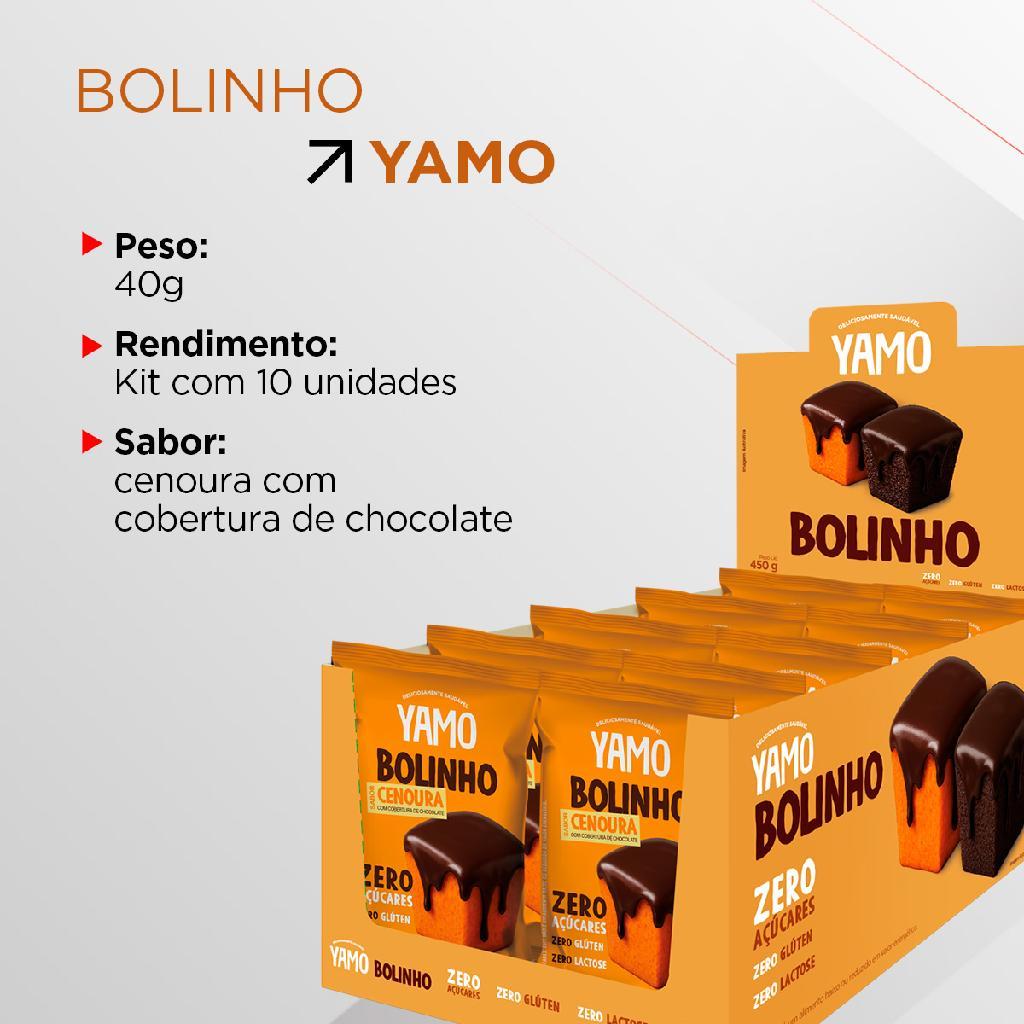 Kit 10 snack bolinho de cenoura com chocolate yamo zero açucar lactose topway 40g