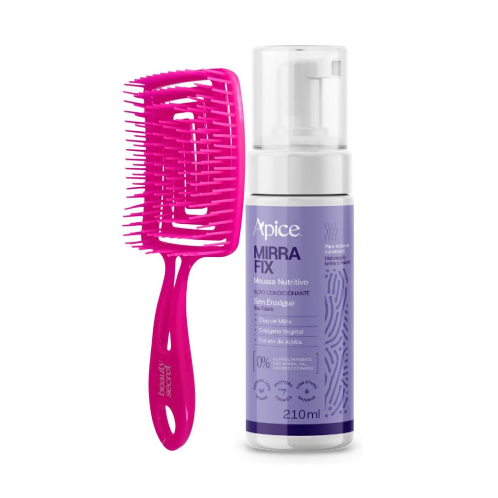 Kit Mousse Mirra Fix Apice 210ml + Brinde Escova Quadrada Flex - Ápice