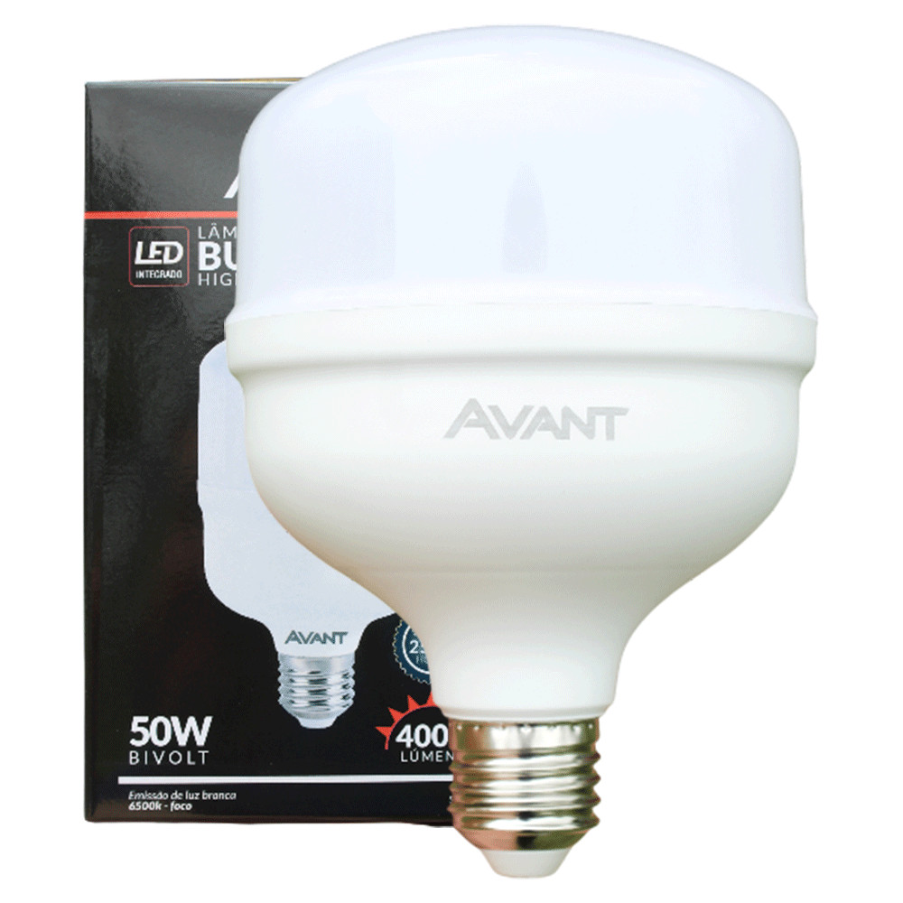Lâmpada LED Avant 50W Bulbo High Power 4000 Lúmens Luz Branca 6500K Bivolt Base E27 Alta Potência em Oferta na Shopee