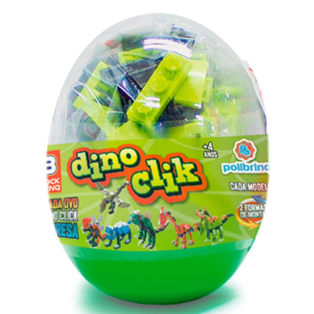 ANIMAL DE BRINQUEDO COLORIDO (DINO BLOCKS 2 EM 1) - POLIBRINQ - 1 UNIDADE - 1 OVO