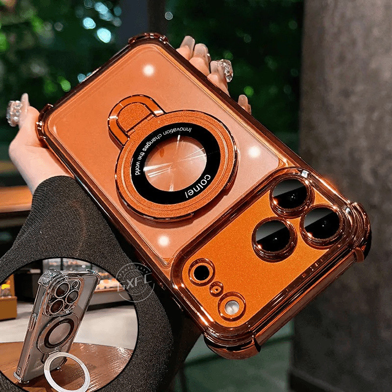 Nova Capa Protetora Com Suporte Embutido Para iPhone 17 Pro Max 16 15 14 13 12 11 MagSafe , Traseira Resistente A Choque em Oferta na Shopee