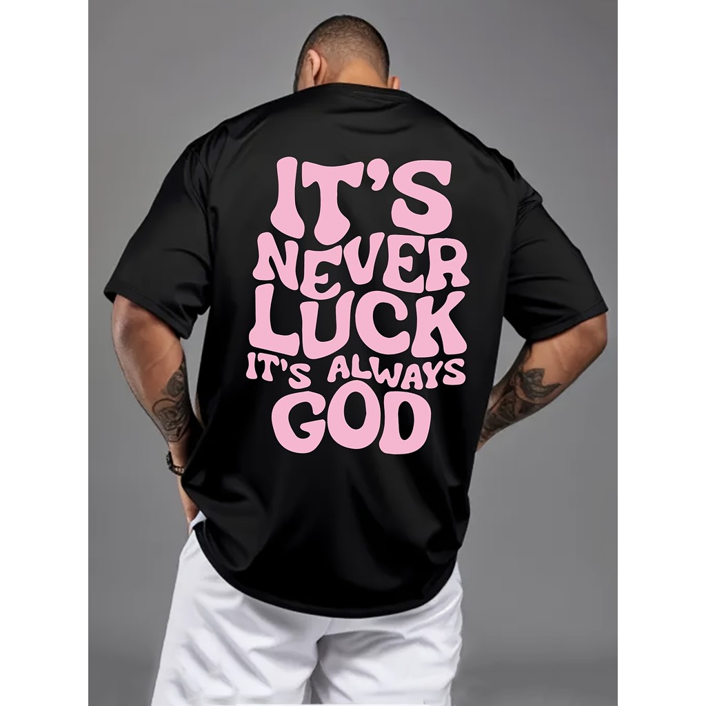 Camiseta Masculina Vintage "It's Never Luck" Estampa Esportiva Casual Confortável Estilosa Moderna Verão