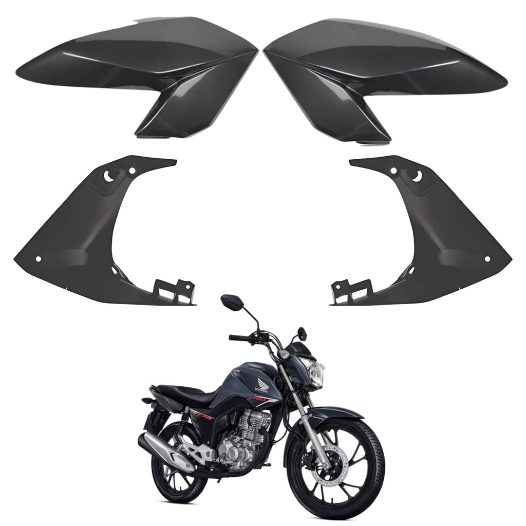 KIT ABA ASA TANQUE ALETA + ABA INTERNO HONDA CG FAN 160 2016-2021 CINZA UNA PARAMOTOS HONDA