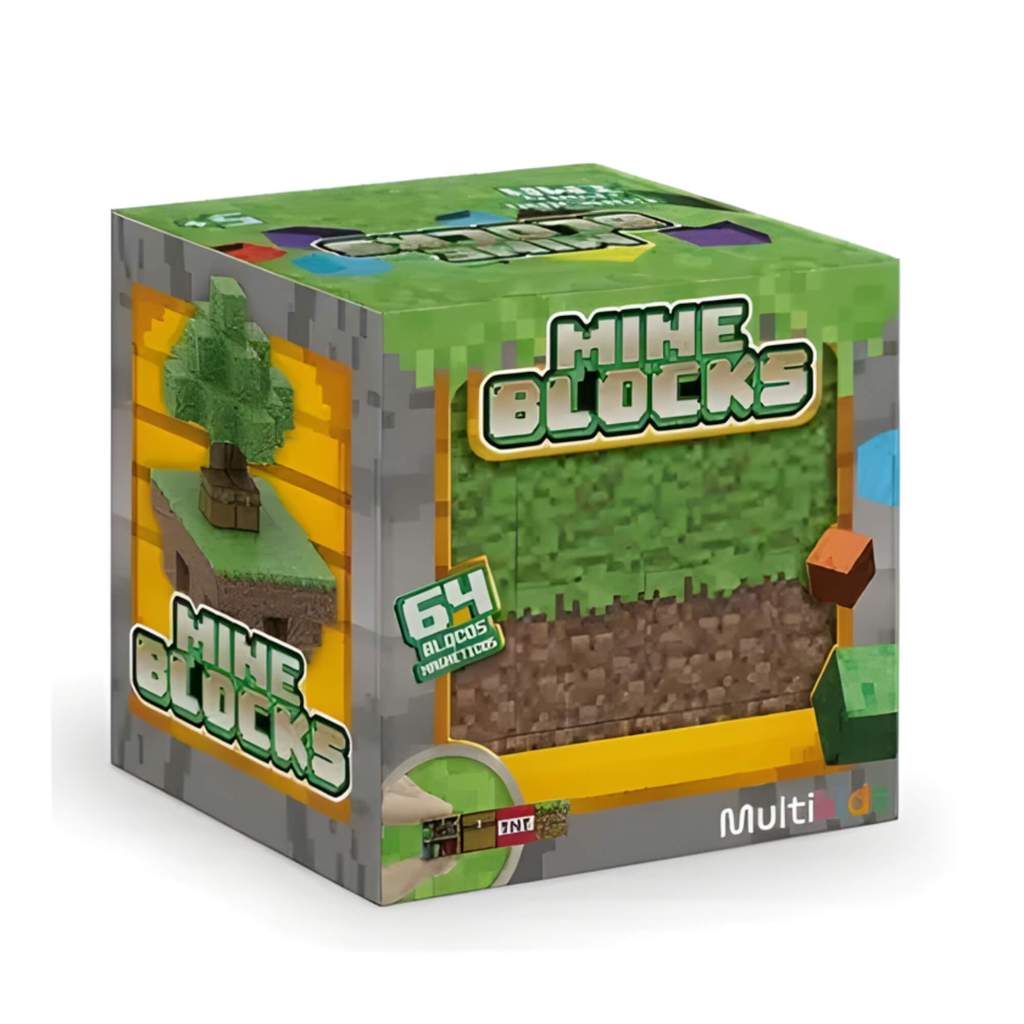 Blocos Magnéticos Conjunto Ilha MineBlocks 64 Peças Multikids - BR2512 em Oferta na Shopee