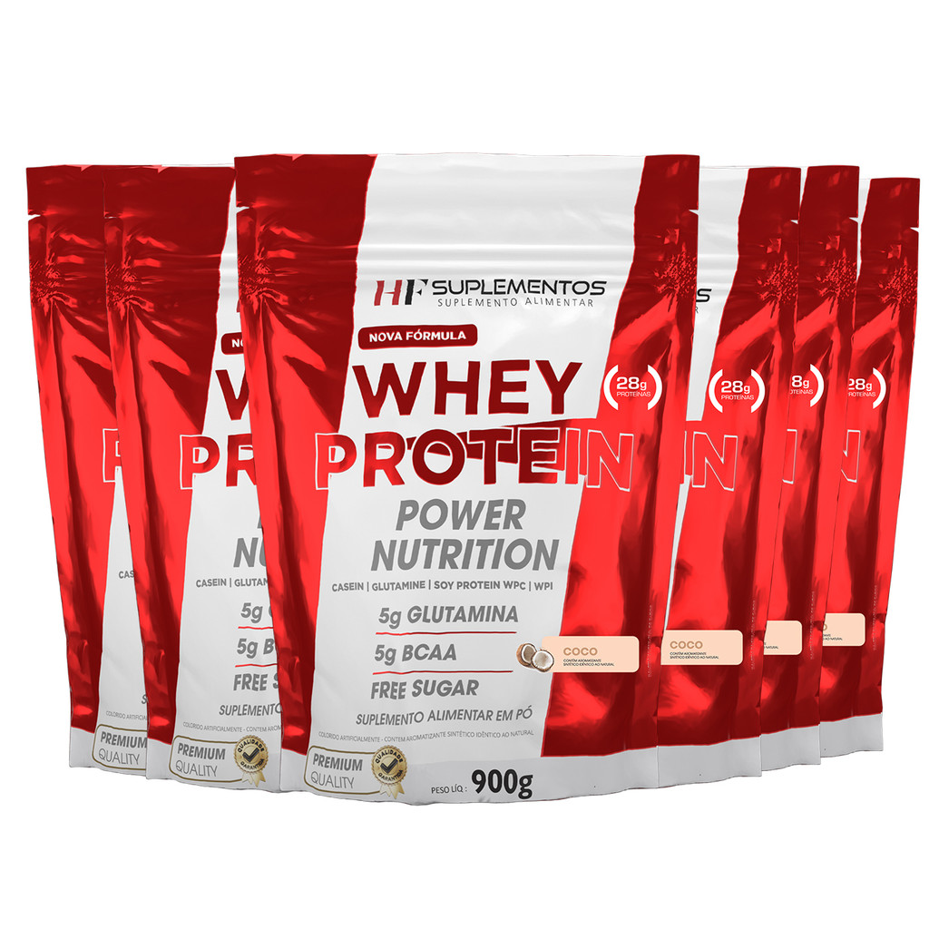 6X WHEY PROTEIN POWER NUTRITION REFIL 900G COCO HF SUPLEMENTOS