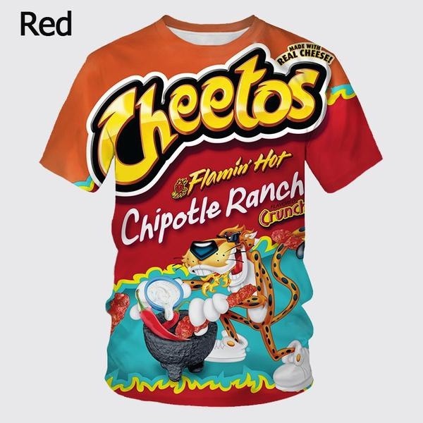 (spot) Camiseta Masculina E Feminina De Verão Cheetos Food Print 3D Engraçada Manga Curta Casual
