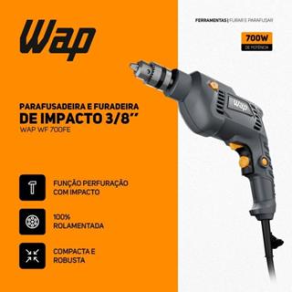 Parafusadeira e Furadeira WAP WF 700FE com Impacto Seletor Reverso 700W e Botão Trava 127V em Oferta na Shopee