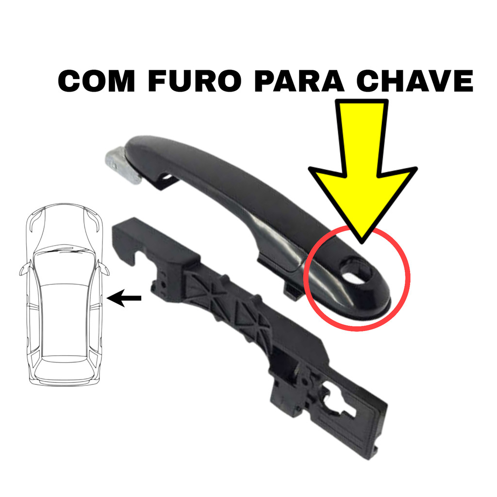 Maçaneta Externa Puxador Com Base Para Tucson 2006 A 2016 - Dianteira - Direita Porta Do Passageiro Com Furo Para Chave