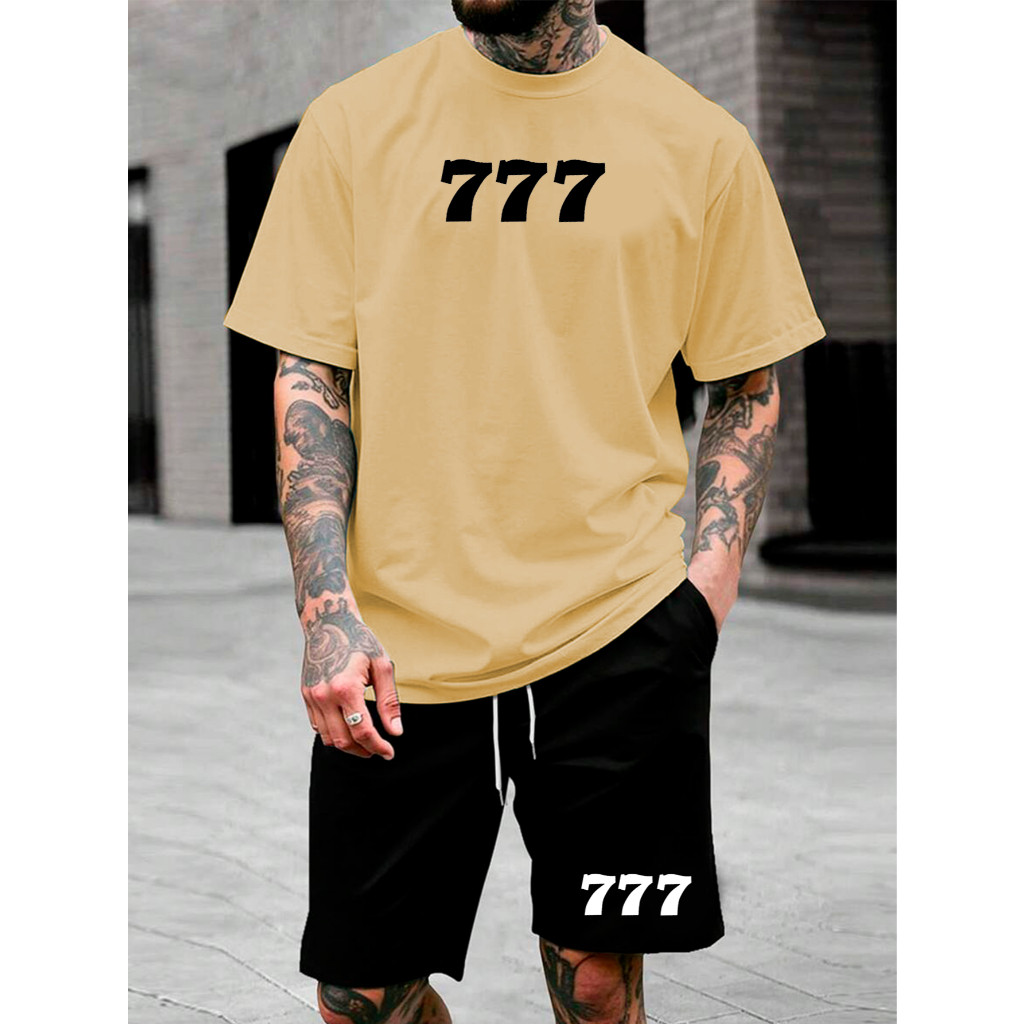 Conjunto Camiseta e Short Streetwear Kit 777 Camisa de Algodão 26.1 Premium