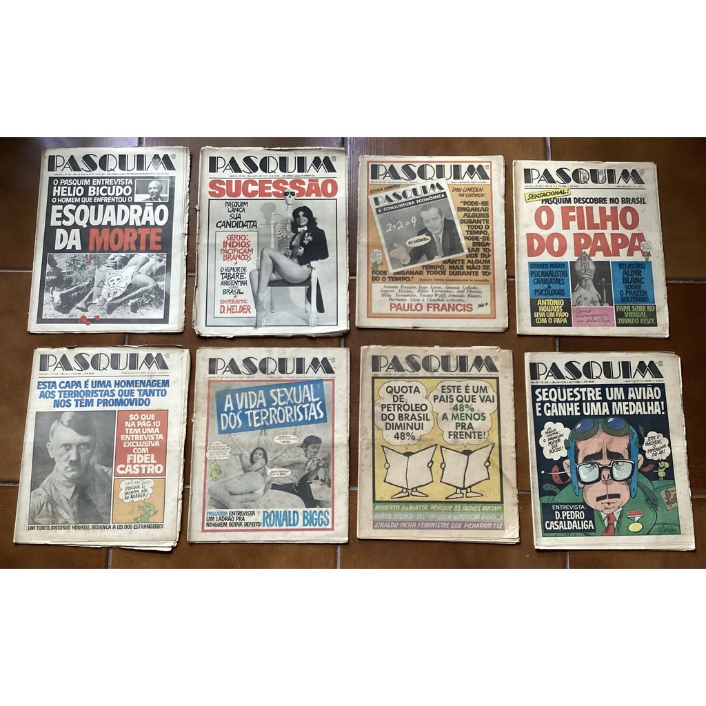 Jornal Pasquim - Kit com 8 edições: 415, 421, 529, 576, 579, 580, 588 e 592 de Pasquim
