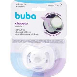 Chupeta Comfort Tam 2 Branca 6M Noturna Brilha 21125 - Buba em Oferta na Shopee